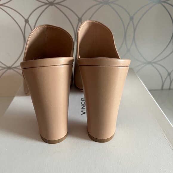 Vince Hanna Nude Leather Block Heel Mule - Picture 4 of 7